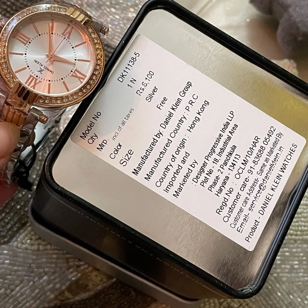 Silver and rose gold studded watch - Picture 5 of 5